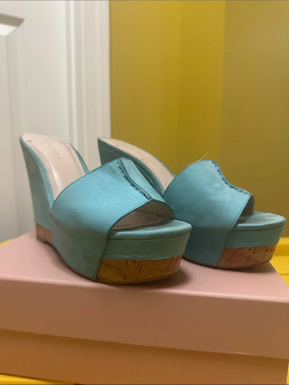 Bcbgeneration Shoes Women’s Turquoise Wedge Slide Sandals - Open Toe Platform